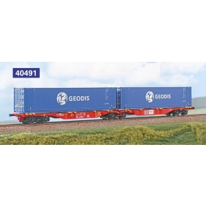 A.C.M.E. 40491 -  wagon intermodalny 90’, Sggmrss 90’ DB Cargo Polska, z dwoma kontenerami 45'-“Geodis”