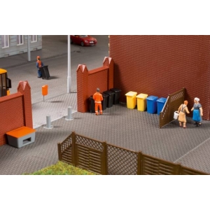 Auhagen 41649 - Zestaw pojemników na smieci + akcesoria