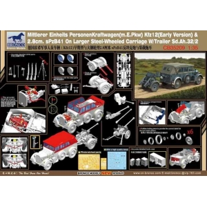 Bronco CB35209 - Mittlerer Einheits Personenkraftwagen (m.E.Pkw) Kfz12 (Early Version) & 2.8cm sPzB41 On Larger Steel-Wheeled Carriage w/Trailer Sd.Ah