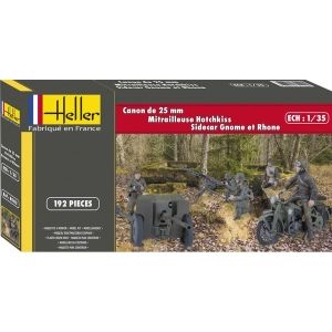 Heller 81102 - Działo 25 mm Mitrailleuse , Hotchkiss , motocykl Gnome et Rhone + figurki