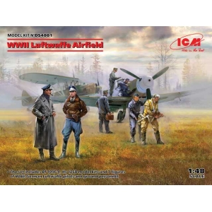ICM DS4801 - WWII Luftwaffe Airfield Messerschmitt Bf 109F-4, Hs 126 B-1, German Luftwaffe Pilots and Ground Personnel (7 figures)