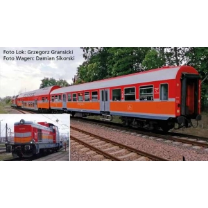 Piko 57114 - Zestaw startowy SM42 + wagon piętrowy + wagon osobowy Polregio tory z podsypką