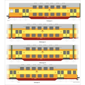 Rivarossi HRS4434L - Zestaw wagonów osobowych piętrowych Bhp , Czeremcha , PKP , ep.Vc