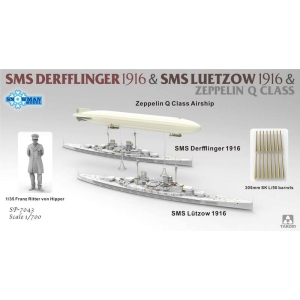 Takom SP-7043 - SMS Derfflinger 1916 + SMS Lützow 1916 + Zeppelin Q-class (Waterline) Limited Edition