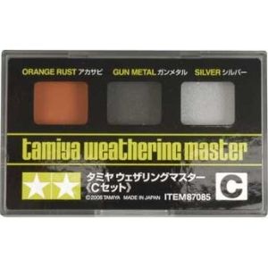 Tamiya 87085 - Zestaw "C" do weatheringu - rdzawo-pomarańczowy , gun metal, srebrny