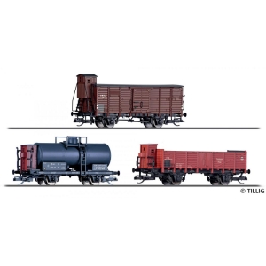 Tillig 01031 - Zestaw 3 wagonów towarowych ep.II PKP/CSD/UWHJ