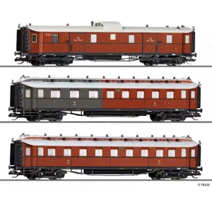 Tillig 01070 - Zestaw 3 wagonów osobowych „Pruski pociąg ekspresowy” ep.I K.P.E.V.