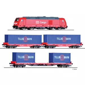Tillig 01445 - Zestaw startowy pociąg towarowy DB AG z lokomotywą spalinową TRAXX
