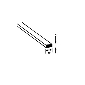 Plastruct 90745- profil prostokątny 1,0x2,6x250mm