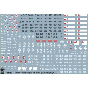 ToRo Model 35D12 - Tablice rejestracyjne wz.2000 , godła i napisy eksploatacyjne pojazdów Wojska Polskiego - cz.2