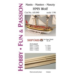 Shipyard AS040 - Kijki do masztów i rej + części HMS Wolf