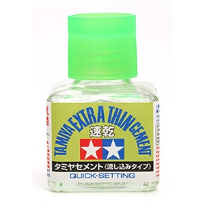 Tamiya 87182 - Klej Extra Thin szybkoschnący z pędzelkiem w wieczku 40ml