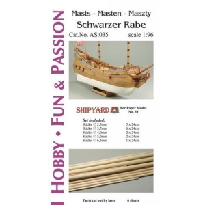 Shipyard AS035 - Kijki do masztów i rej + części Schwarzer Rabe