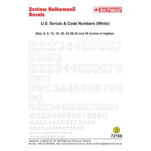 Techmod 72108 - White U.S. Serial  Code Numbers