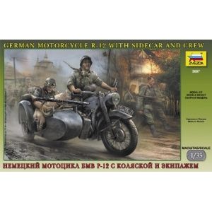 Zvezda 3607 - German motorcicle R-12 with sidecar and crew